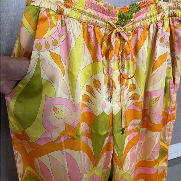 Zara SS22 Colorful Mod Satin Wide Leg Pants & Top l Set sz L - Picture 12 of 15